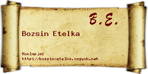 Bozsin Etelka névjegykártya